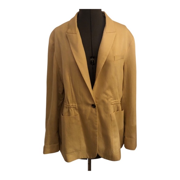 M.M. LaFleur Drawstring Waist Pale Yellow Blazer Size 12 - Picture 8 of 16